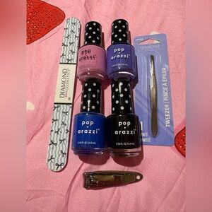 Nail Polish Set - Pink, Blue, Black